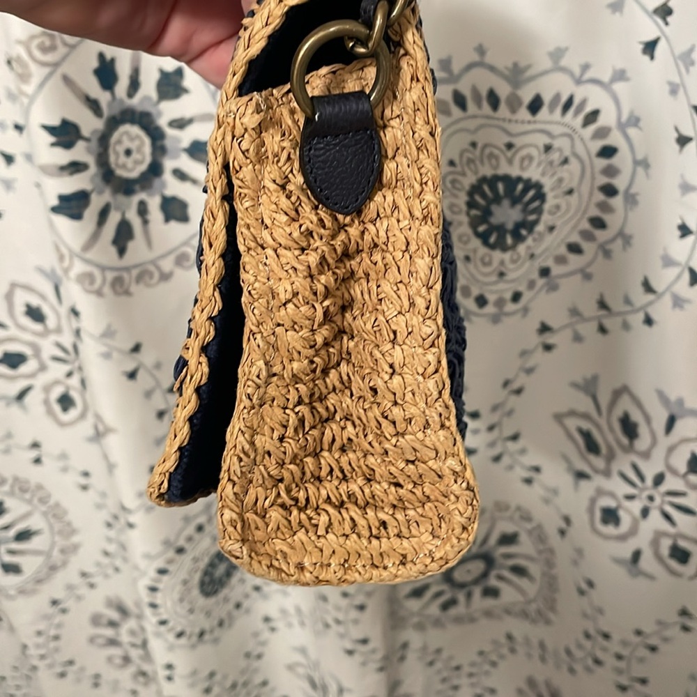 Brighton Larissa Straw Crossbody Bag - Blue & Tan - Picture 3 of 12